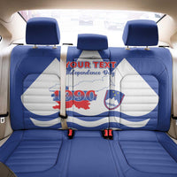 Personalised Slovenia Independence Day Back Car Seat Cover Flag Map With Coat Of Arms - Wonder Print Shop