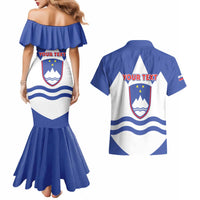 Personalised Slovenia Independence Day Couples Matching Mermaid Dress and Hawaiian Shirt Flag Map With Coat Of Arms - Wonder Print Shop
