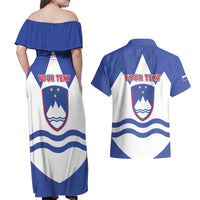 Personalised Slovenia Independence Day Couples Matching Off Shoulder Maxi Dress and Hawaiian Shirt Flag Map With Coat Of Arms - Wonder Print Shop