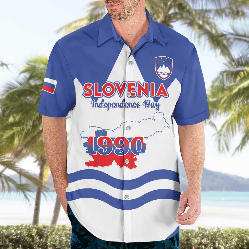 Personalised Slovenia Independence Day Hawaiian Shirt Flag Map With Coat Of Arms - Wonder Print Shop