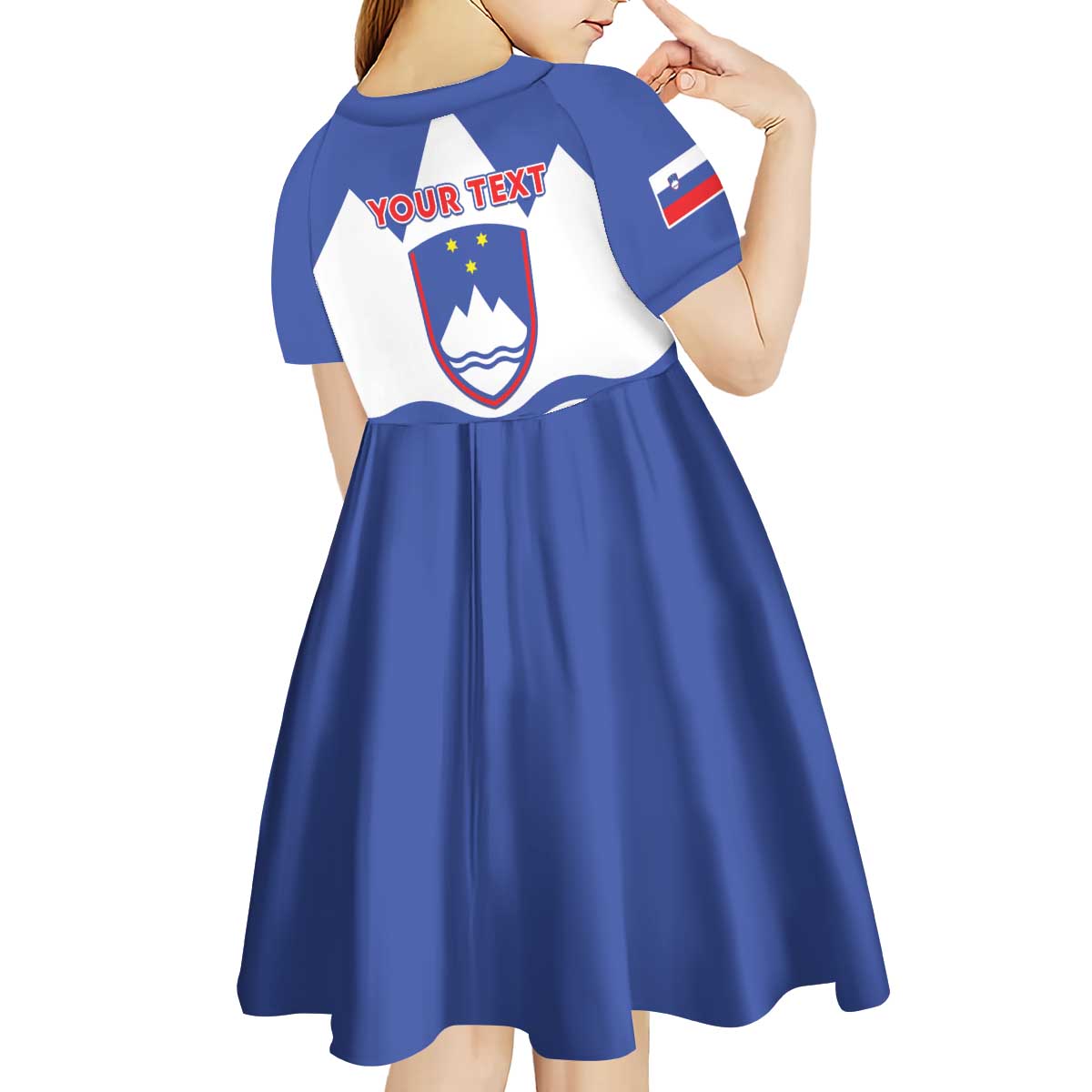 Personalised Slovenia Independence Day Kid Short Sleeve Dress Flag Map With Coat Of Arms - Wonder Print Shop