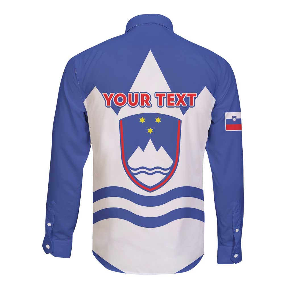 Personalised Slovenia Independence Day Long Sleeve Button Shirt Flag Map With Coat Of Arms - Wonder Print Shop