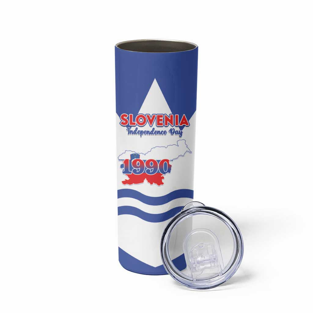 Personalised Slovenia Independence Day Skinny Tumbler Flag Map With Coat Of Arms - Wonder Print Shop