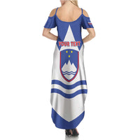 Personalised Slovenia Independence Day Summer Maxi Dress Flag Map With Coat Of Arms - Wonder Print Shop
