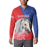 Personalised Balkan Lipizzaner Horse Slovenia Button Sweatshirt Carnation Sporty Style - Wonder Print Shop