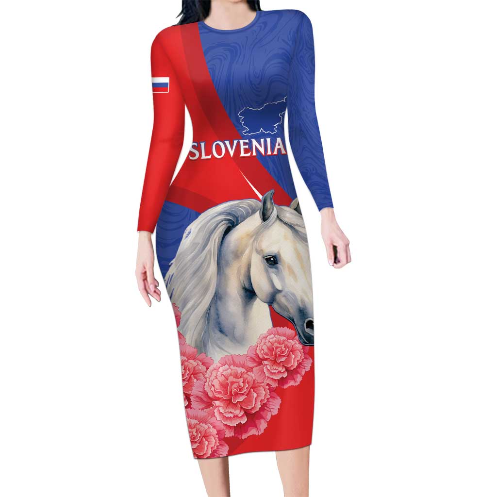 Personalised Balkan Lipizzaner Horse Slovenia Family Matching Long Sleeve Bodycon Dress and Hawaiian Shirt Carnation Sporty Style - Wonder Print Shop