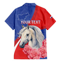 Personalised Balkan Lipizzaner Horse Slovenia Family Matching Mermaid Dress and Hawaiian Shirt Carnation Sporty Style - Wonder Print Shop