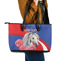 Personalised Balkan Lipizzaner Horse Slovenia Leather Tote Bag Carnation Sporty Style - Wonder Print Shop