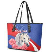 Personalised Balkan Lipizzaner Horse Slovenia Leather Tote Bag Carnation Sporty Style - Wonder Print Shop