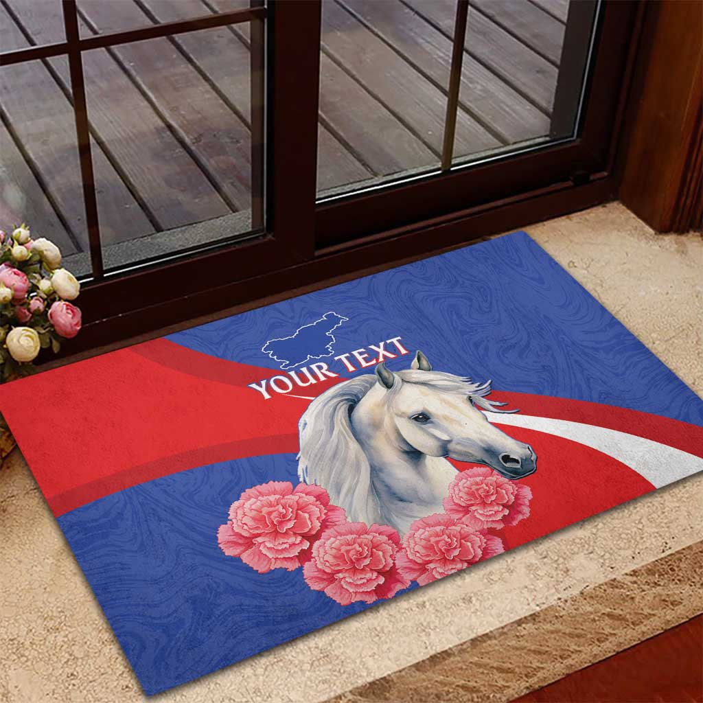 Personalised Balkan Lipizzaner Horse Slovenia Rubber Doormat Carnation Sporty Style - Wonder Print Shop
