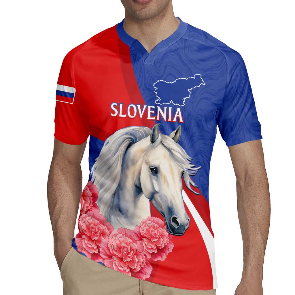 Personalised Balkan Lipizzaner Horse Slovenia Rugby Jersey Carnation Sporty Style - Wonder Print Shop