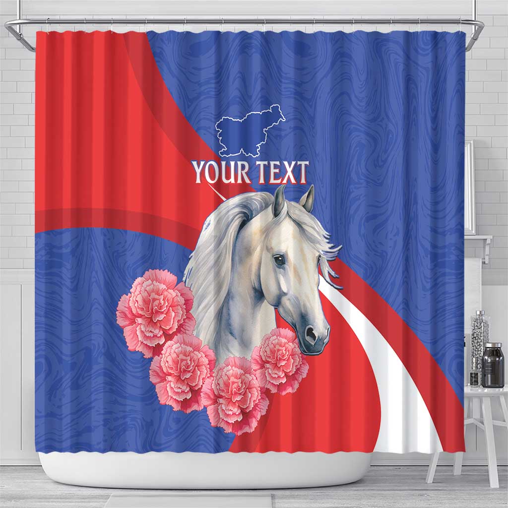 Personalised Balkan Lipizzaner Horse Slovenia Shower Curtain Carnation Sporty Style