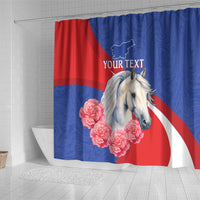 Personalised Balkan Lipizzaner Horse Slovenia Shower Curtain Carnation Sporty Style