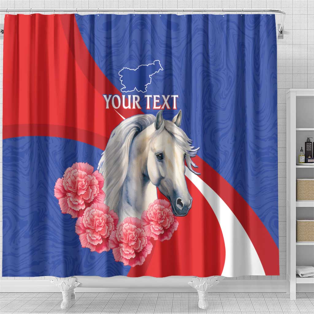Personalised Balkan Lipizzaner Horse Slovenia Shower Curtain Carnation Sporty Style
