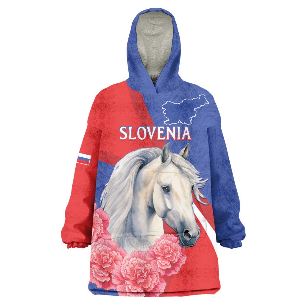 Personalised Balkan Lipizzaner Horse Slovenia Wearable Blanket Hoodie Carnation Sporty Style - Wonder Print Shop