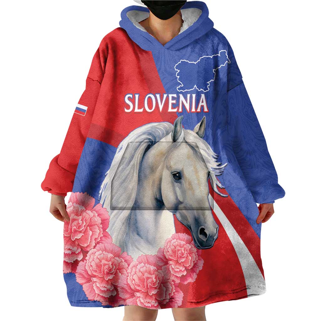 Personalised Balkan Lipizzaner Horse Slovenia Wearable Blanket Hoodie Carnation Sporty Style - Wonder Print Shop