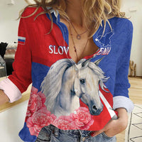 Personalised Balkan Lipizzaner Horse Slovenia Women Casual Shirt Carnation Sporty Style - Wonder Print Shop