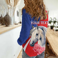 Personalised Balkan Lipizzaner Horse Slovenia Women Casual Shirt Carnation Sporty Style - Wonder Print Shop