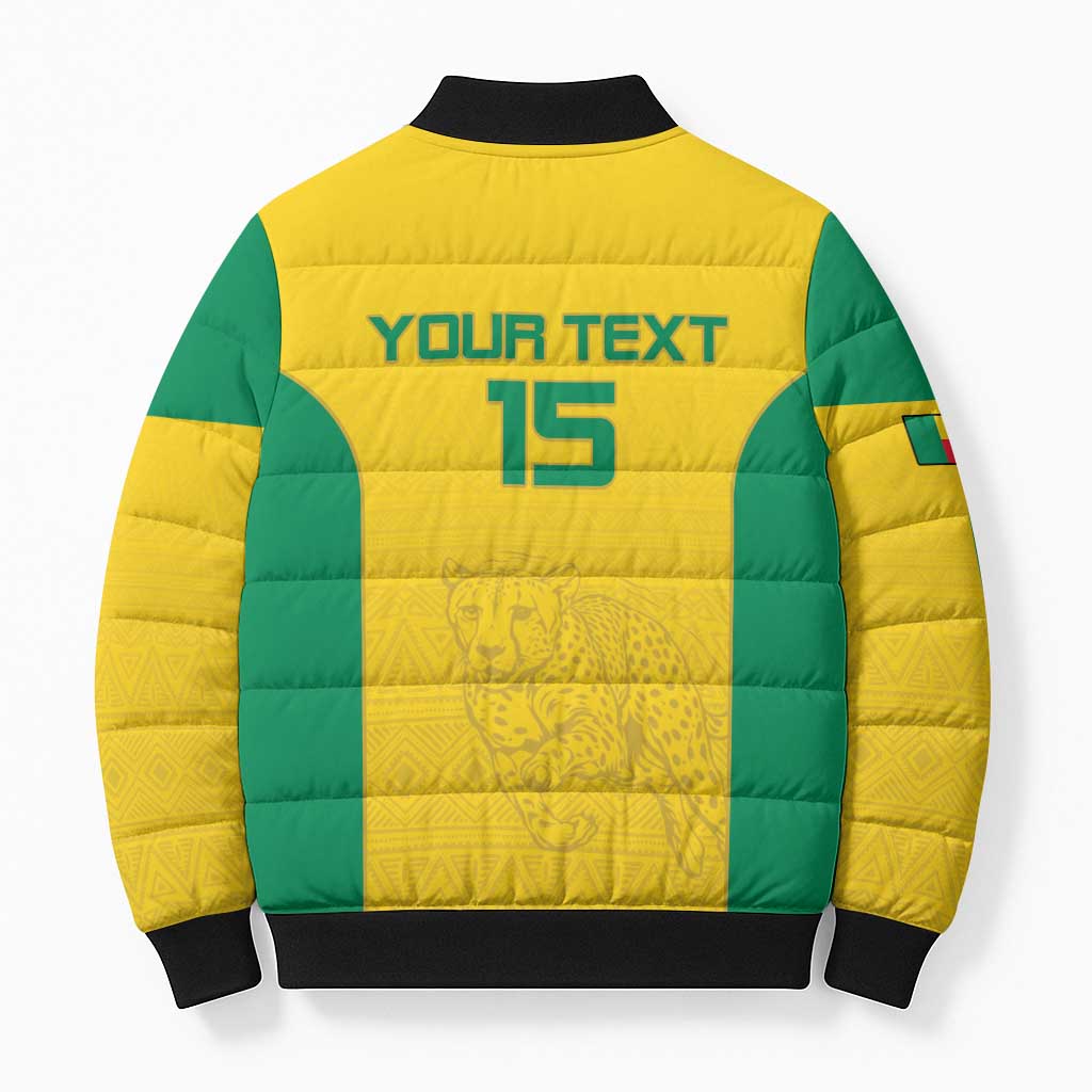 Custom Benin Football Bomber Puffer Jacket Go Champions Les Guepards - Wonder Print Shop