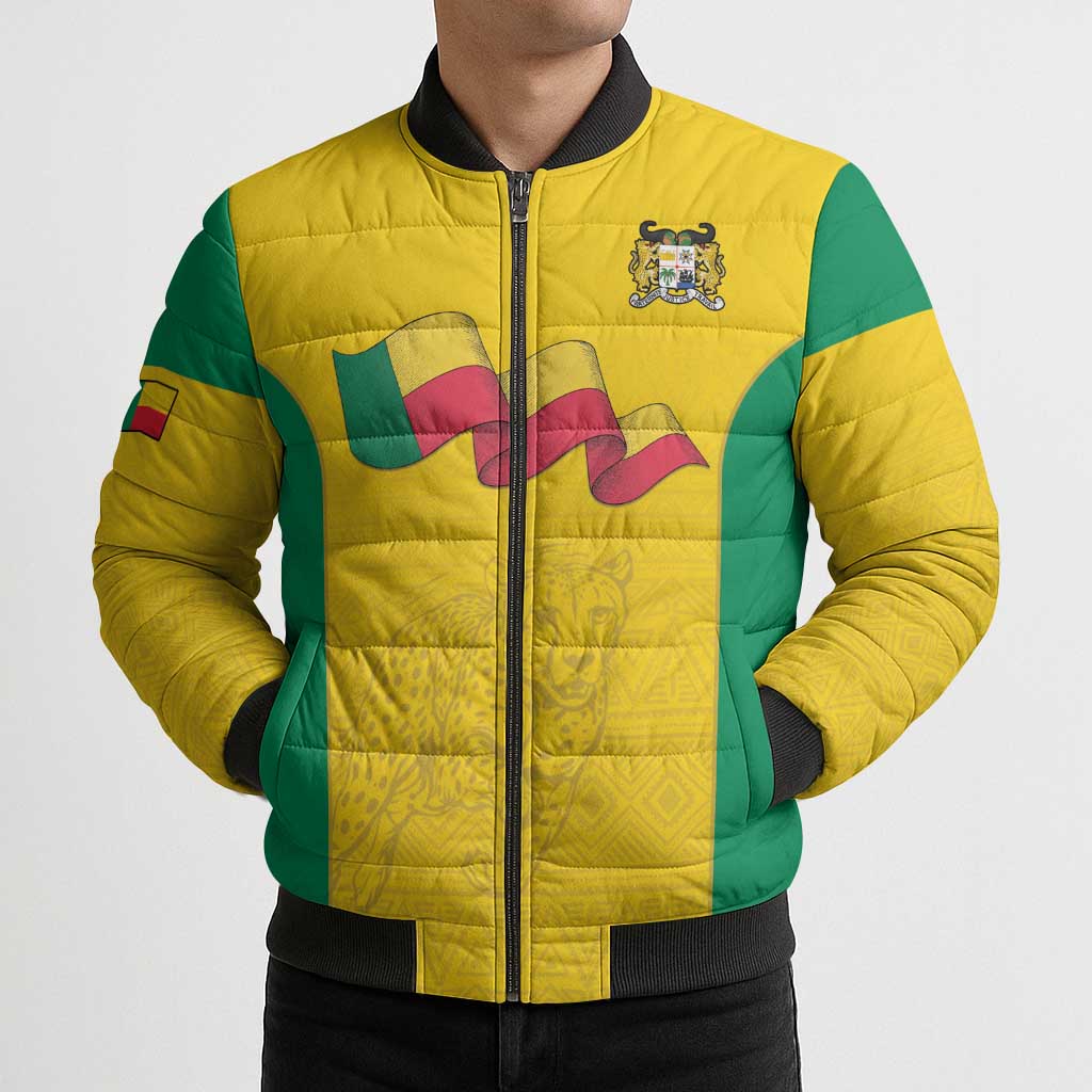 Custom Benin Football Bomber Puffer Jacket Go Champions Les Guepards - Wonder Print Shop