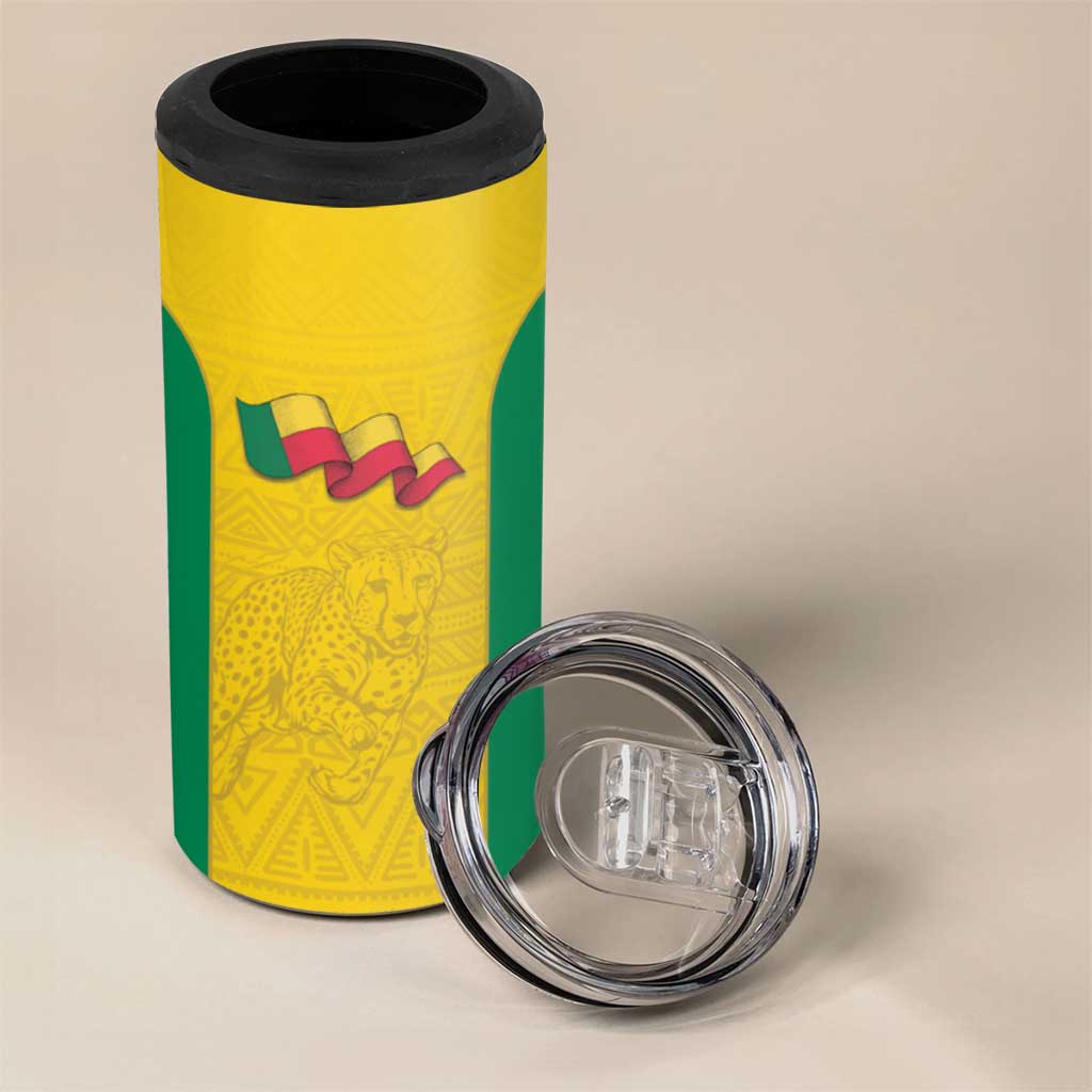 Custom Benin Football 4 in 1 Can Cooler Tumbler Go Champions Les Guepards - Wonder Print Shop