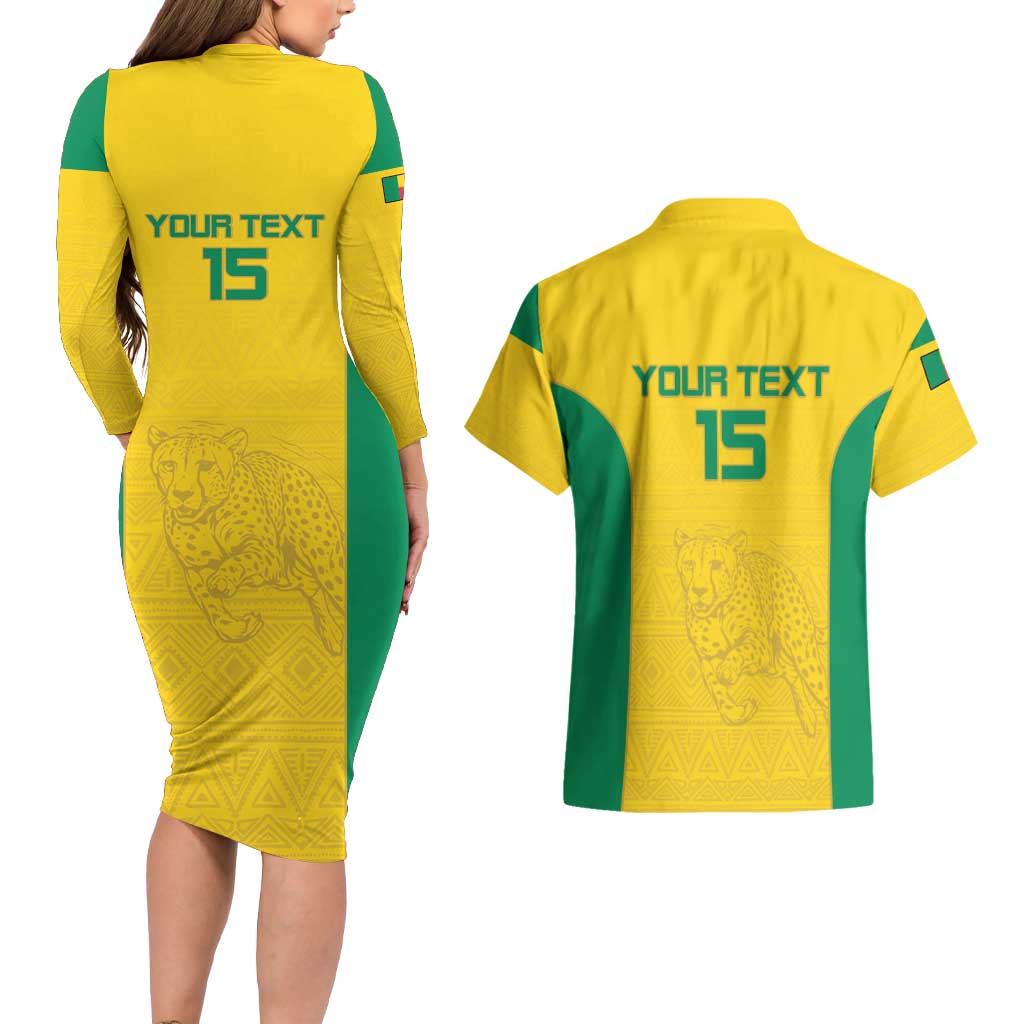 Custom Benin Football Couples Matching Long Sleeve Bodycon Dress and Hawaiian Shirt Go Champions Les Guepards - Wonder Print Shop