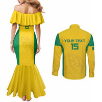 Custom Benin Football Couples Matching Mermaid Dress and Long Sleeve Button Shirt Go Champions Les Guepards - Wonder Print Shop