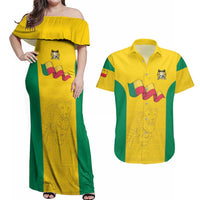 Custom Benin Football Couples Matching Off Shoulder Maxi Dress and Hawaiian Shirt Go Champions Les Guepards - Wonder Print Shop