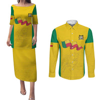 Custom Benin Football Couples Matching Puletasi and Long Sleeve Button Shirt Go Champions Les Guepards - Wonder Print Shop