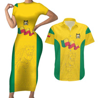 Custom Benin Football Couples Matching Short Sleeve Bodycon Dress and Hawaiian Shirt Go Champions Les Guepards - Wonder Print Shop