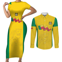 Custom Benin Football Couples Matching Short Sleeve Bodycon Dress and Long Sleeve Button Shirt Go Champions Les Guepards - Wonder Print Shop