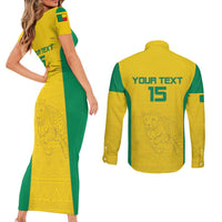 Custom Benin Football Couples Matching Short Sleeve Bodycon Dress and Long Sleeve Button Shirt Go Champions Les Guepards - Wonder Print Shop