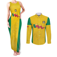 Custom Benin Football Couples Matching Tank Maxi Dress and Long Sleeve Button Shirt Go Champions Les Guepards - Wonder Print Shop
