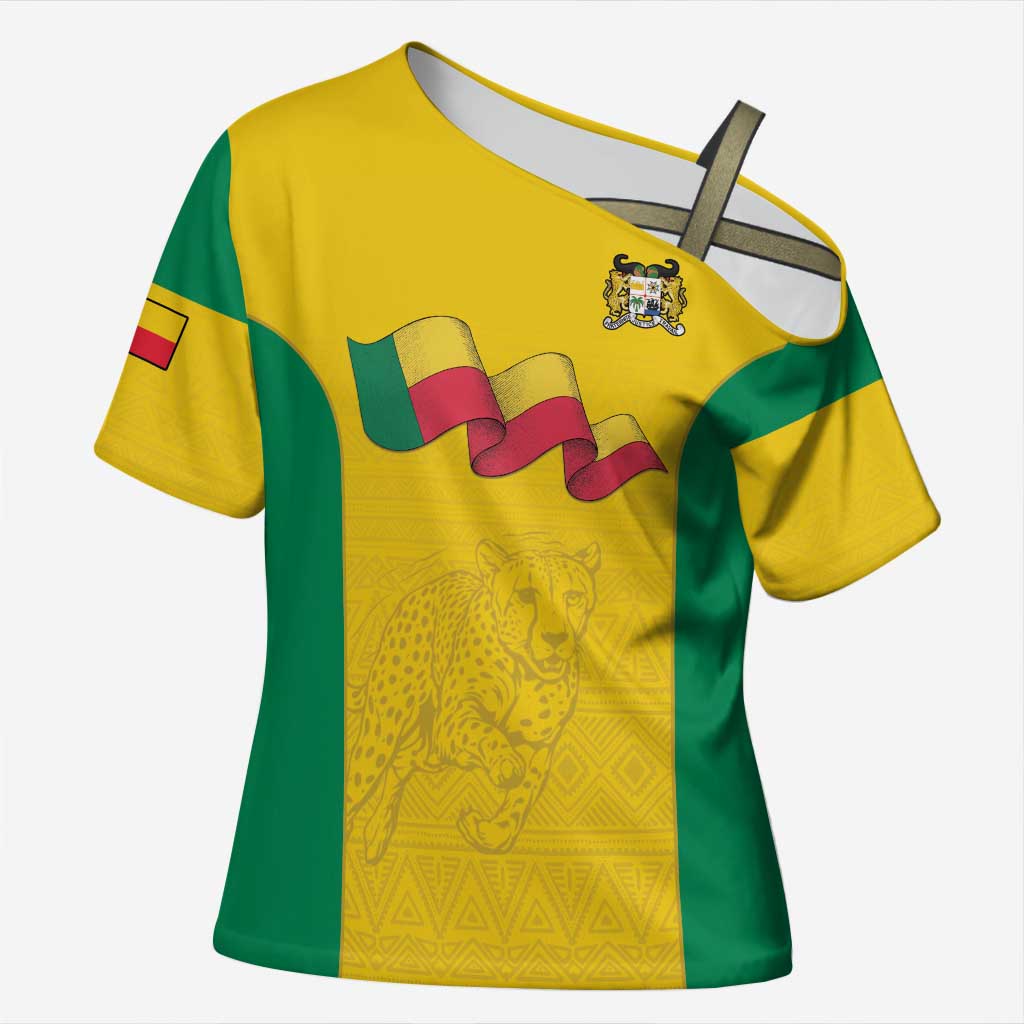 Custom Benin Football Cross Shoulder Shirt Go Champions Les Guepards - Wonder Print Shop