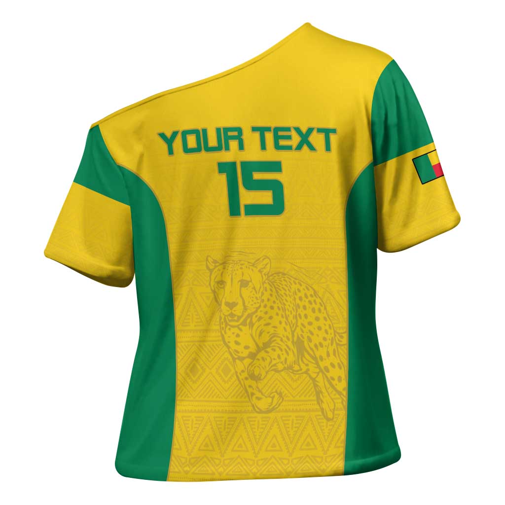 Custom Benin Football Cross Shoulder Shirt Go Champions Les Guepards - Wonder Print Shop