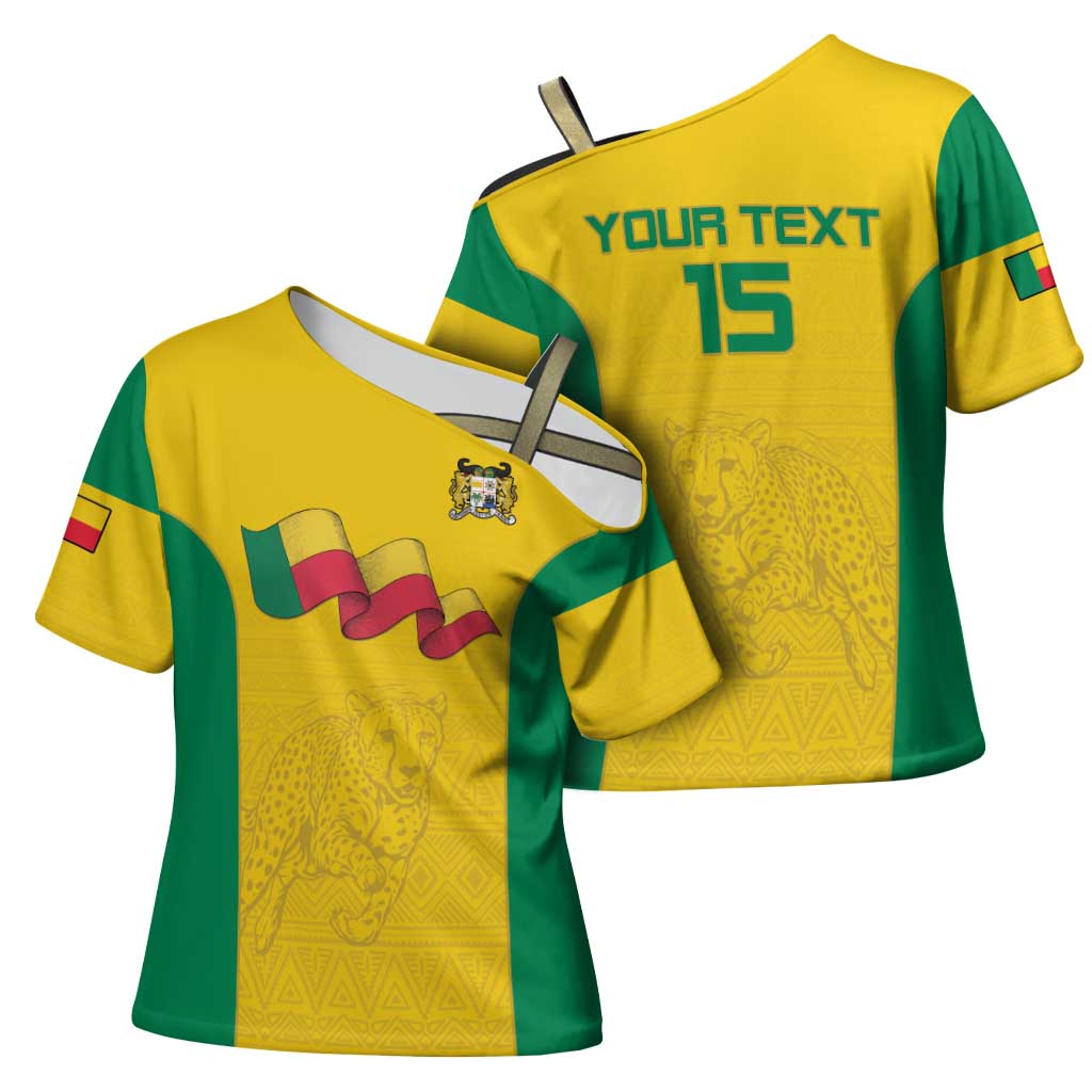Custom Benin Football Cross Shoulder Shirt Go Champions Les Guepards - Wonder Print Shop