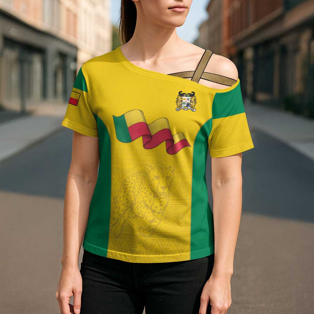 Custom Benin Football Cross Shoulder Shirt Go Champions Les Guepards - Wonder Print Shop