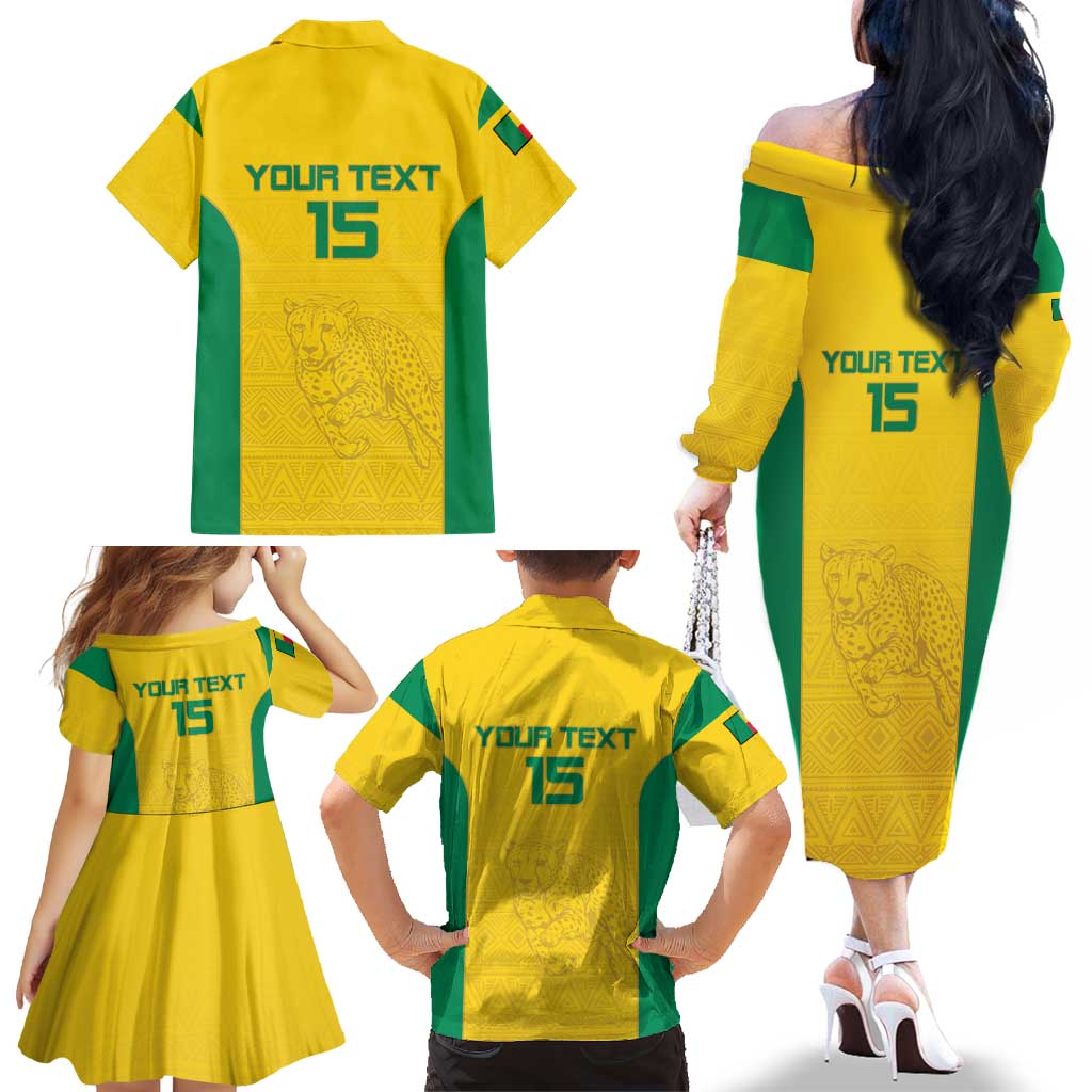 Custom Benin Football Family Matching Off The Shoulder Long Sleeve Dress and Hawaiian Shirt Go Champions Les Guepards - Wonder Print Shop