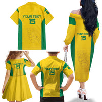 Custom Benin Football Family Matching Off The Shoulder Long Sleeve Dress and Hawaiian Shirt Go Champions Les Guepards - Wonder Print Shop