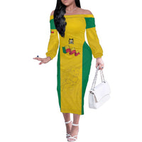 Custom Benin Football Family Matching Off The Shoulder Long Sleeve Dress and Hawaiian Shirt Go Champions Les Guepards - Wonder Print Shop