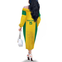 Custom Benin Football Family Matching Off The Shoulder Long Sleeve Dress and Hawaiian Shirt Go Champions Les Guepards - Wonder Print Shop