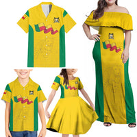 Custom Benin Football Family Matching Off Shoulder Maxi Dress and Hawaiian Shirt Go Champions Les Guepards - Wonder Print Shop
