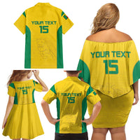 Custom Benin Football Family Matching Off Shoulder Short Dress and Hawaiian Shirt Go Champions Les Guepards - Wonder Print Shop