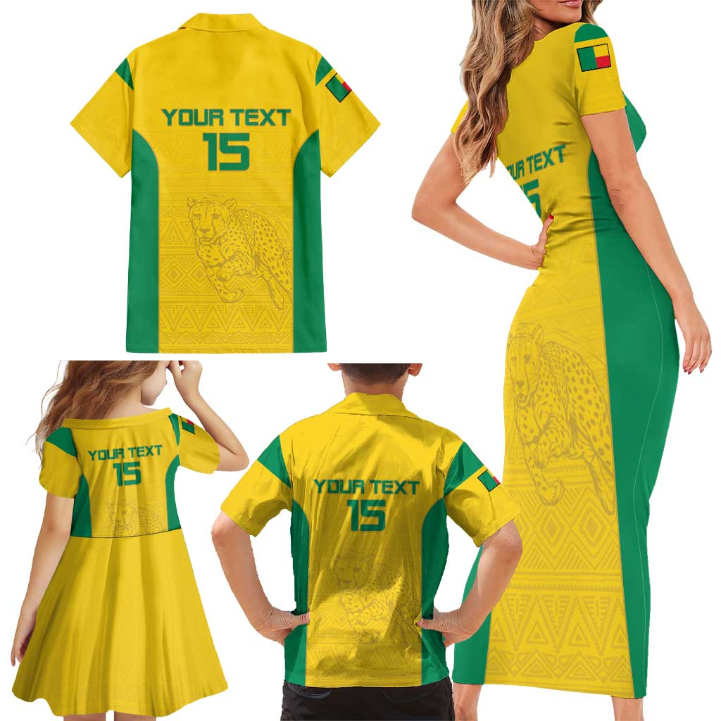 Custom Benin Football Family Matching Short Sleeve Bodycon Dress and Hawaiian Shirt Go Champions Les Guepards - Wonder Print Shop