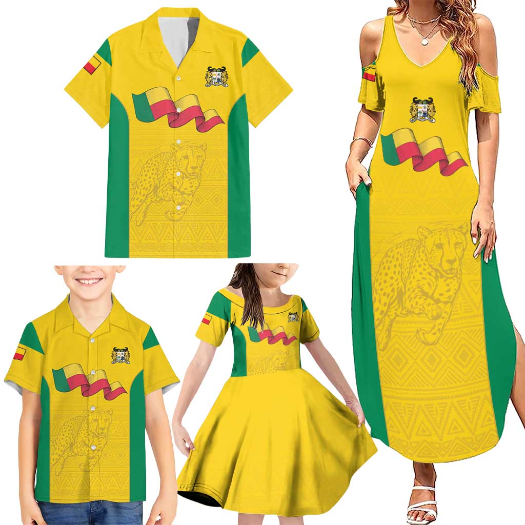 Custom Benin Football Family Matching Summer Maxi Dress and Hawaiian Shirt Go Champions Les Guepards - Wonder Print Shop