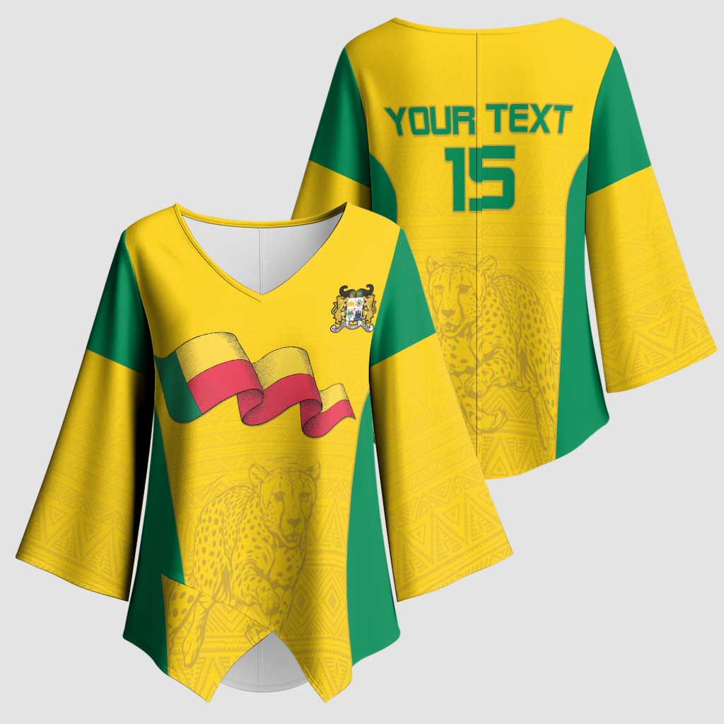 Custom Benin Football Kimono Sleeve Blouse Go Champions Les Guepards - Wonder Print Shop