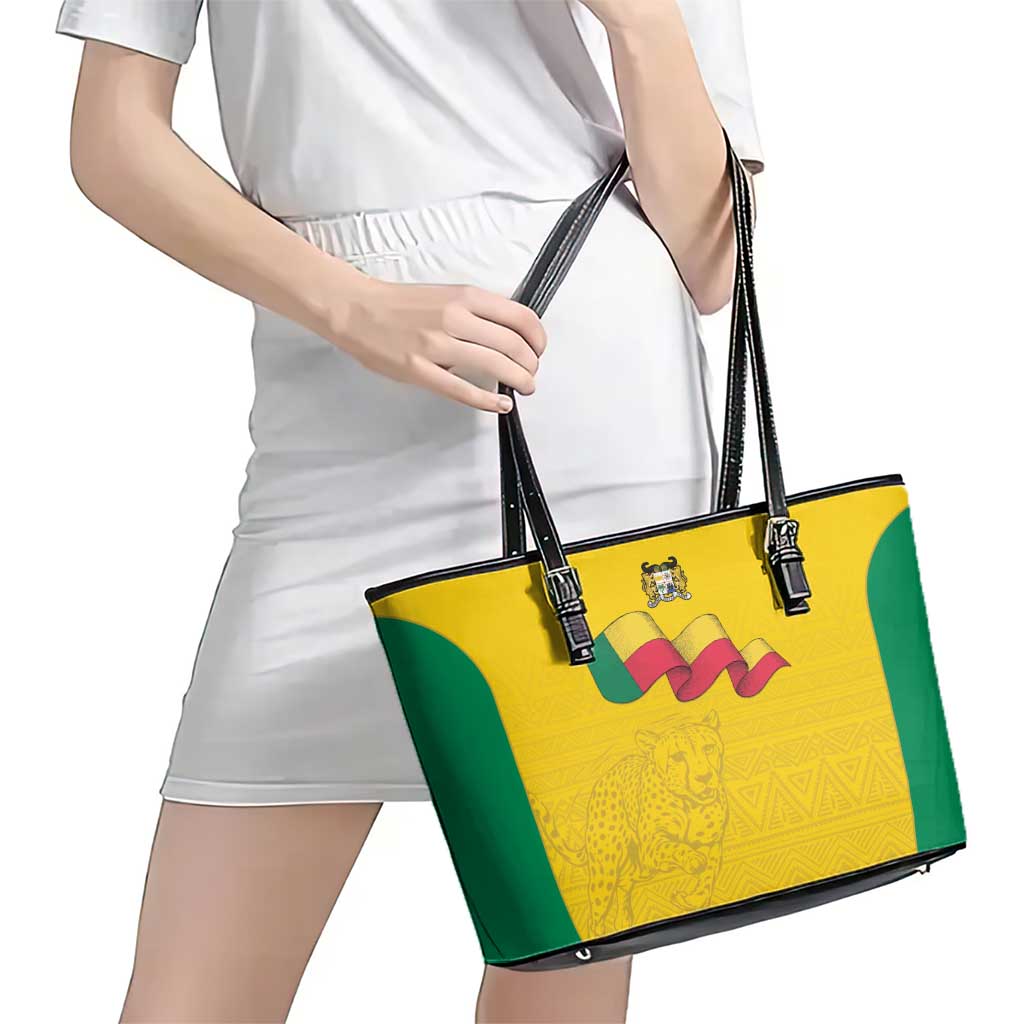Benin Football Leather Tote Bag Go Champions Les Guepards - Wonder Print Shop