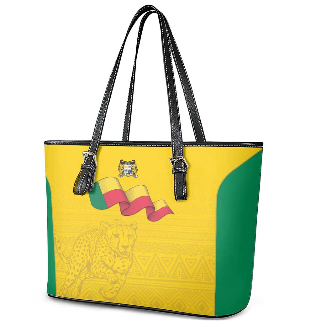 Benin Football Leather Tote Bag Go Champions Les Guepards - Wonder Print Shop
