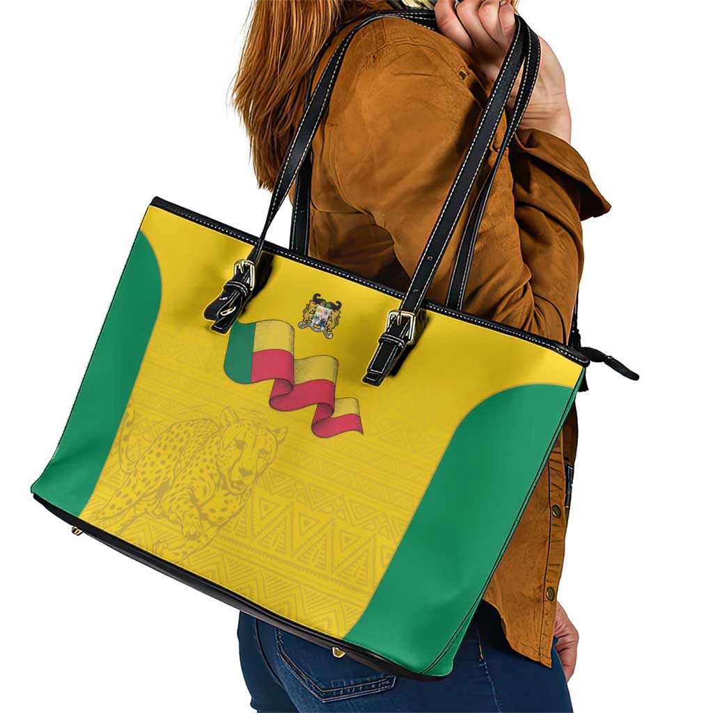 Benin Football Leather Tote Bag Go Champions Les Guepards - Wonder Print Shop