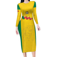 Custom Benin Football Long Sleeve Bodycon Dress Go Champions Les Guepards - Wonder Print Shop